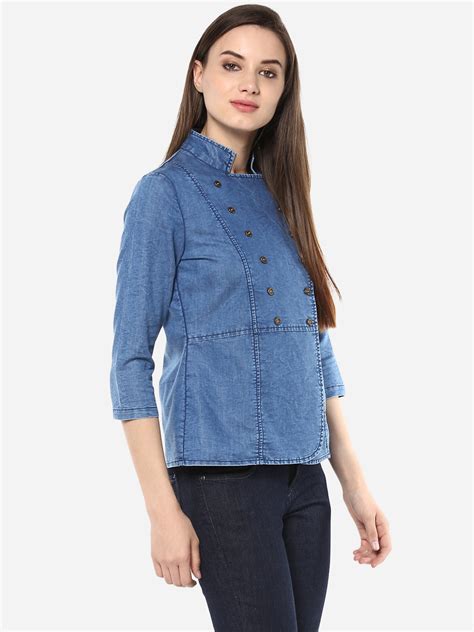 Women's Denim Double Breast Top – Stylestone