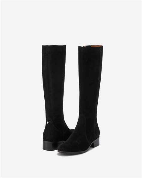 Haltham Tall Knee High Boots in Black Suede – DuoBoots
