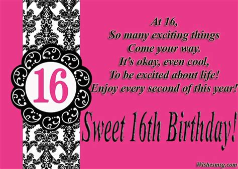 Sweet Sixteen Birthday Wishes - Jenny Printable
