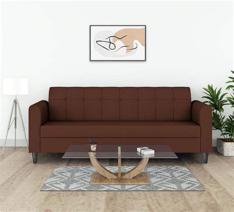 Adorn India Rio Elegant 3 Seater Sofa (Brown) (3 Year Warranty ...