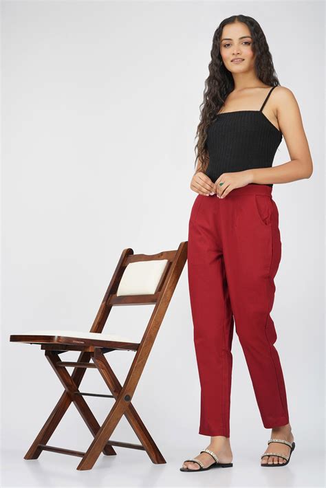 Maroon Cotton Trouser for Women - SPARSA