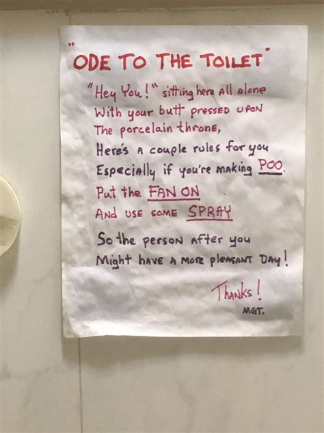 The toilet etiquette poem in our building’s public bathroom | Scrolller