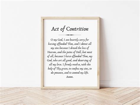 Catholic Prayer Print "act of Contrition" - Oh My God, I Am Heartily ...