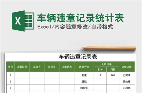 2021年车辆违章记录统计表-Excel表格-办图网