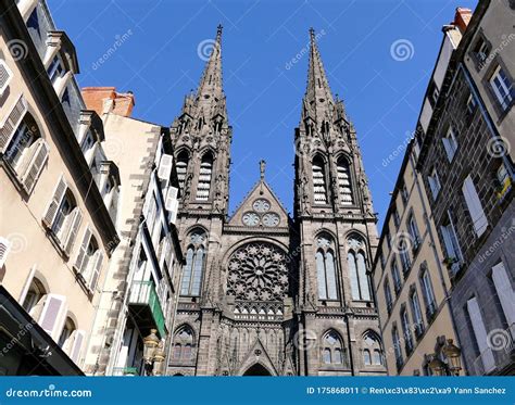 Facade of Notre Dame De L`Assomption Cathedral in Clermont-Ferrand ...