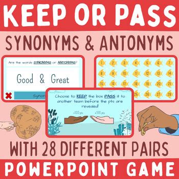 Synonyms and Antonyms Fun and Interactive Grammar Keep or Pass PPT Game