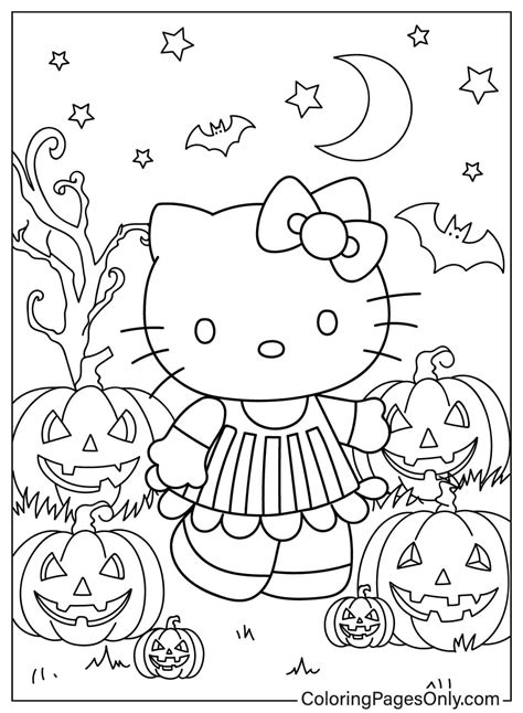 Hello Kitty Halloween Coloring Pages To Print