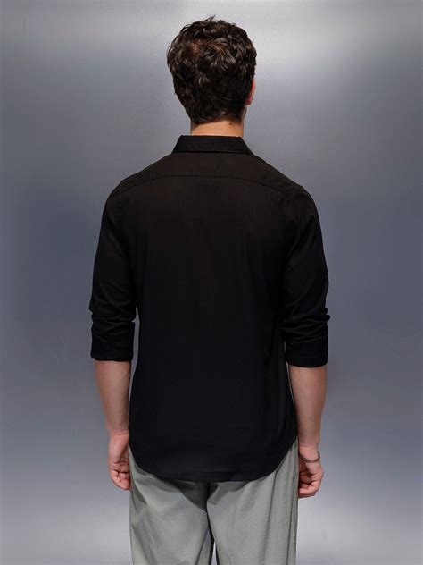 Men's Casual Slim Fit Shirt | Black – Wrogn