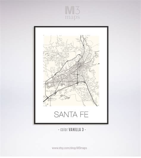 Santa Fe New Mexico Santa Fe NM map Santa Fe map Santa Fe | Etsy