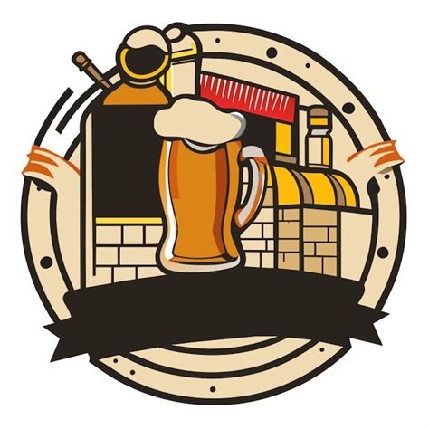 Street pub bière rond logo vectoriel illustration dessin animé ...