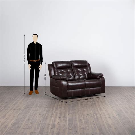 Buy Berlin Half Leather 2-Seater Electric Recliner - Brown from Home ...