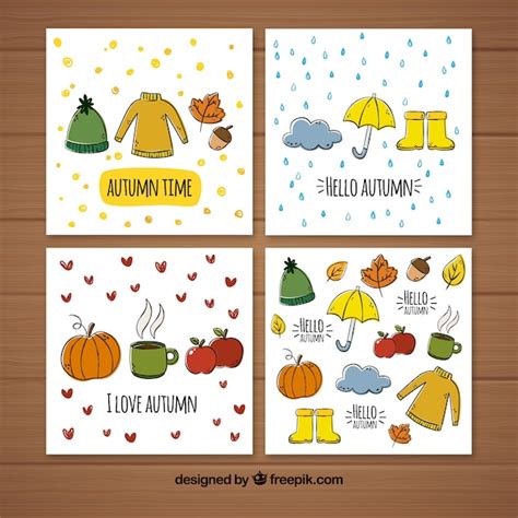 Herfstkaarten verpakken | Gratis Vector