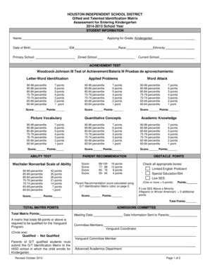 Hisd Gt Identification Matrix - Fill and Sign Printable Template Online