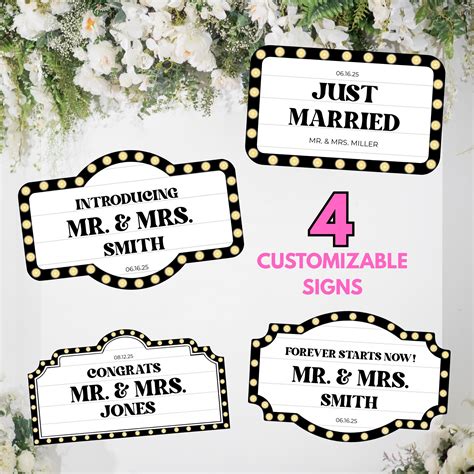 Customizable Wedding Bottle Service Signs (set of 4) | Marquee Theme ...