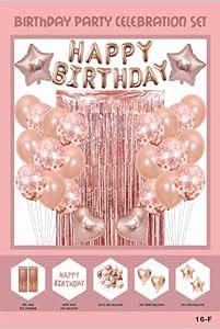 Rose Gold Birthday Decoration Kit – 27Pcs Birthday Decor Set with ...