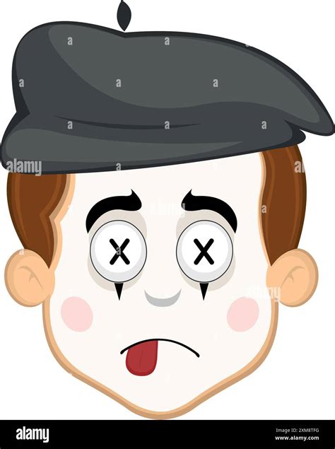 vector illustration face character of street artist mime cartoon, with ...