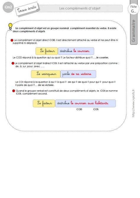 Image result for Lecon Le Complement D'objet Direct CM2