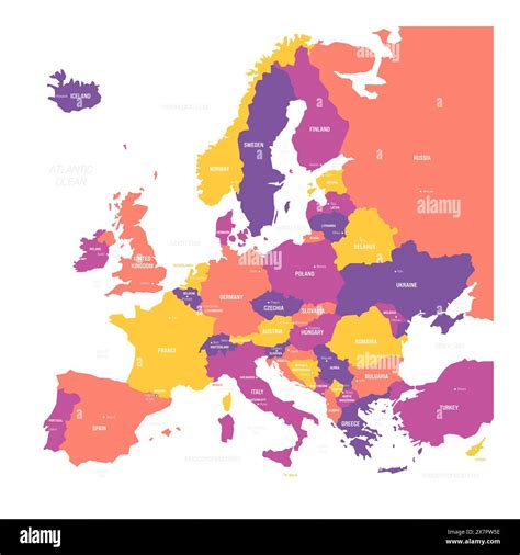 Political map of Europe. Blue colored vector map with capital cities of european countries and ... - capital city of europe