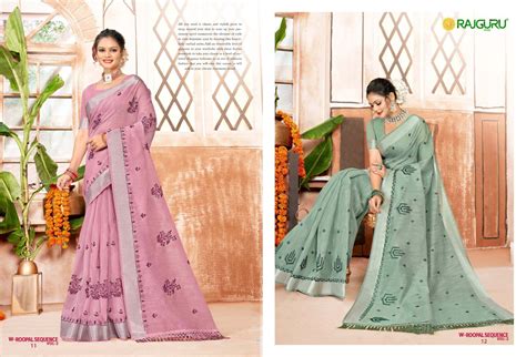 Rajguru Roopal Sequence Vol 2 Cotton With Embroidery Saree