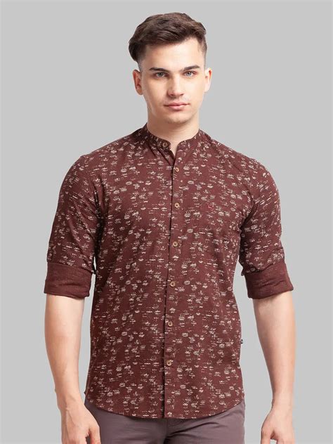 Men Brown Slim Fit Print Cotton Full Sleeve Shirts – MyRaymond