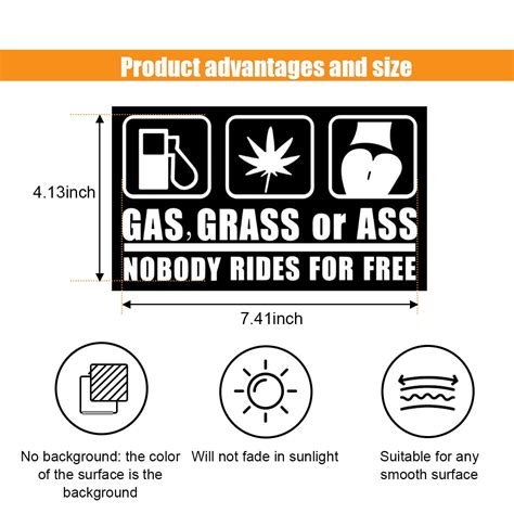 Snapklik.com : Gas Grass Or Ass Stickers For Cars, Nobody Rides For ...
