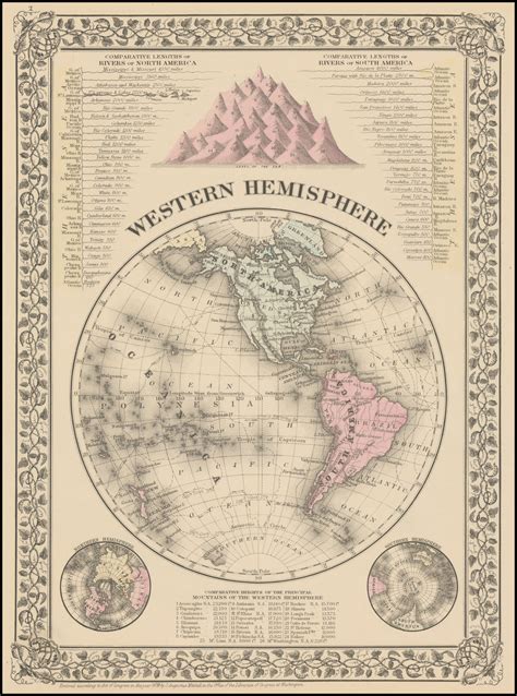 North Western Hemisphere Map 1898 WESTERN HEMISPHERE Of The GLOBE With