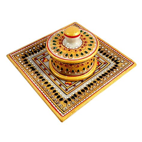 Marble Tray with Round Container (Product Code 1620) at Rs 792.00