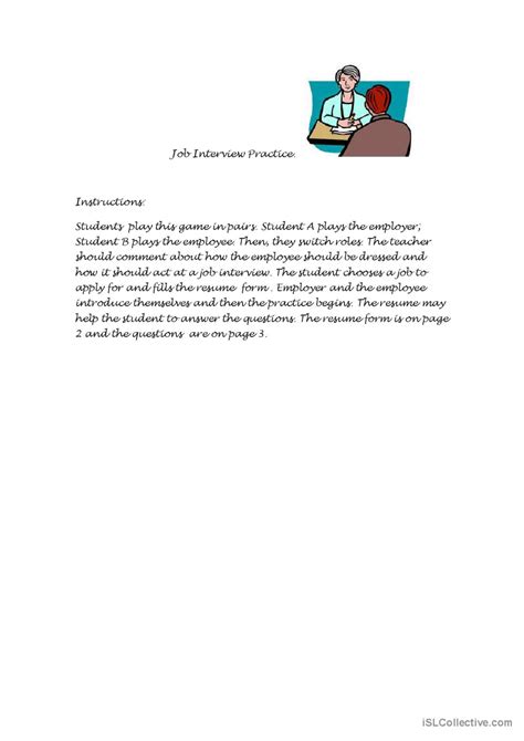 Interview Practice for Students Worksheet 的图像结果