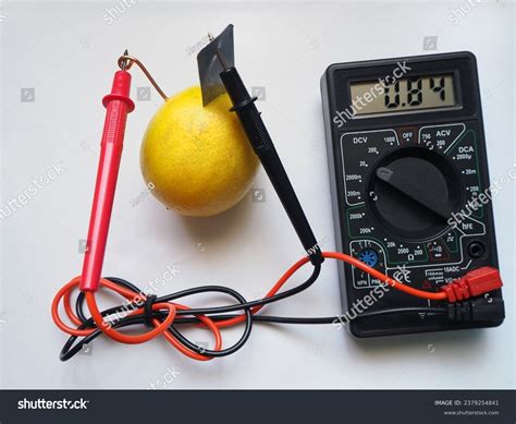 Lemon Battery Generating Electric Lemon Measuring Stock Photo ...