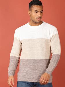 V-MART Self Design Round Neck Casual Men Beige Sweater - Buy V-MART ...