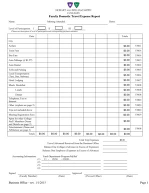 Domestic Travel Expense Report Forms and Templates - Fillable ...