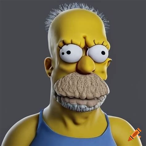 Hyper-realistic hd rendering of homer simpson with trypophobia on Craiyon