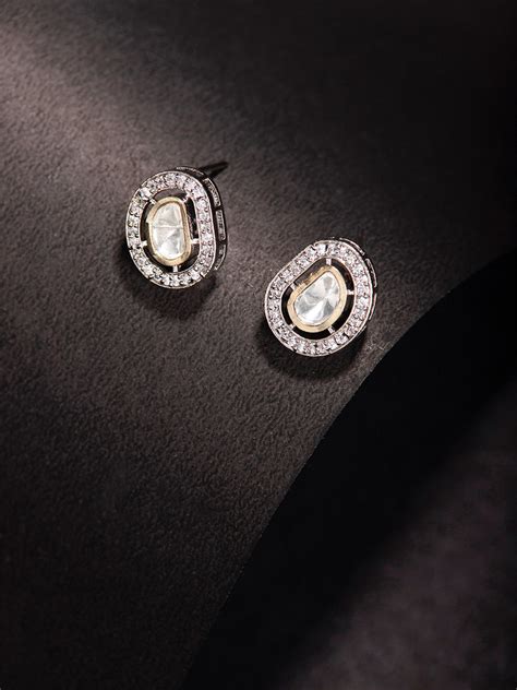 Priyaasi American Diamond Abstract Kundan Studs