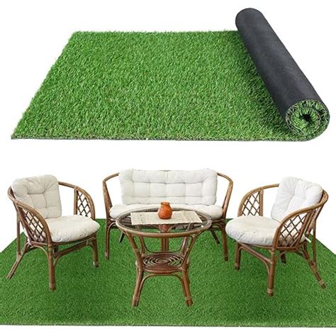 25mm Artificial Grass Turf Rug – 6FT x 6.5FT Faux Grass Carpet with Dr ...