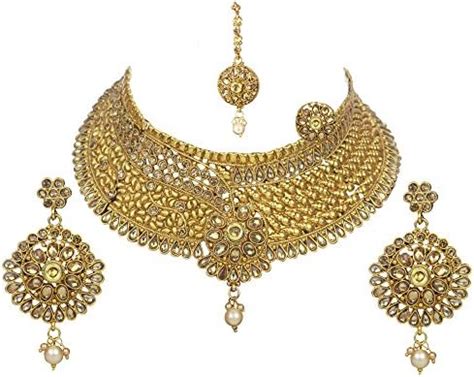 Buy Sitashi Gold-plated Choker Necklace Set With Maang Tika for Women ...