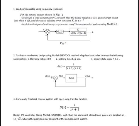 Image result for Lead Compensator Design Using Frequency Response