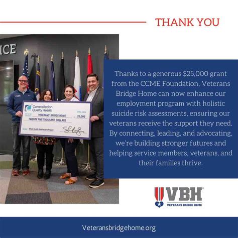 Thanks to a generous $25,000 grant from the CCME Foundation, Veterans ...