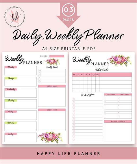 Buy Digital Planner Daily Planner Printable Planner Daily Organizer ...