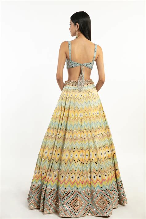Multi Color Printed Chevron Lehenga Set – abhinavmishra