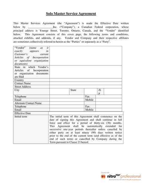 Free Printable Master Service Agreement Templates [PDF, Word] MSA ...