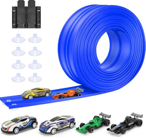 KETIEE Flex Tracks 16Ft for Kids: Flexible Race Car Ramp Track with 4 ...