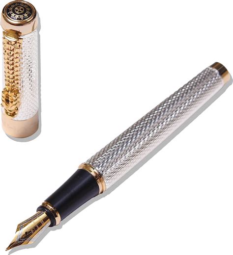 SCHMIDT Jinhao 1200 Gold Plated Premium Fountain Pen (silver) : Amazon ...
