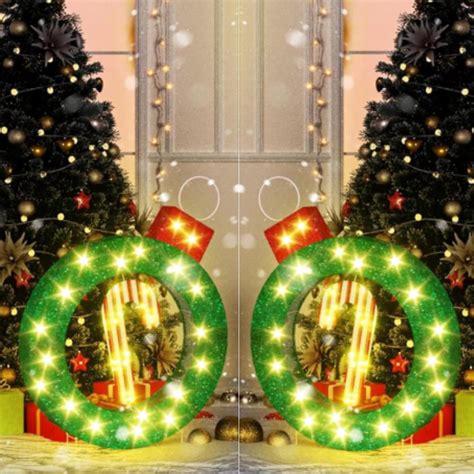 Amazon.com: Lamerge Light Up Christmas Wreath Outdoor,Giant Christmas ...