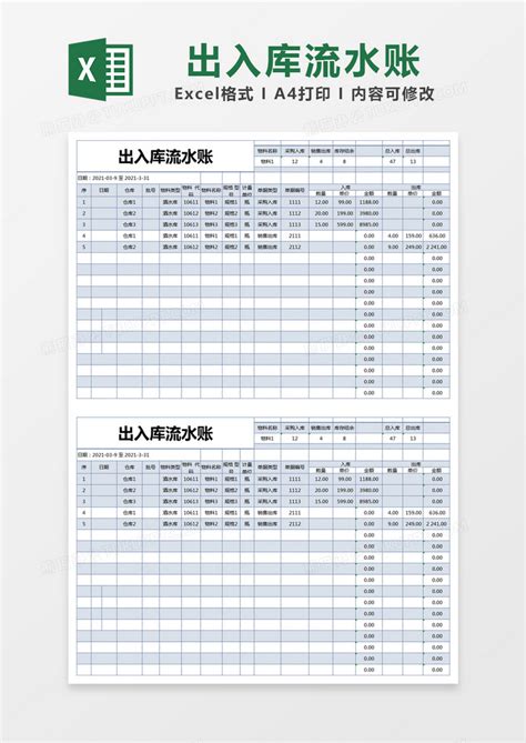 简约公司收支流水账明细表模版Excel模板下载_熊猫办公