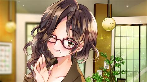 Wallpaper girl, glasses, smile, costume, anime hd, picture, image