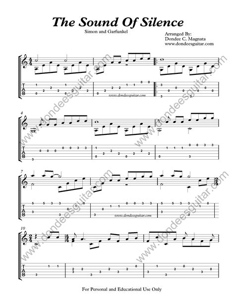 The Sound Of Silence Fingerstyle Tabs - Simon and Garfunkel