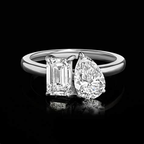 Emerald-Cut, Pear-Shaped, Lab Grown Diamond Toi et Moi Ring | Lab grown diamonds, Diamond ...