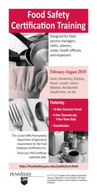 Fillable Online ce yk psu Food Safety Certification Training ...