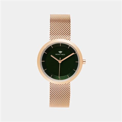 Mont Neo women's Analog Round Dial Quartz Rose Gold Stainless Steel ...