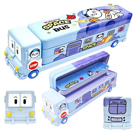 HOME MUFFIN School Bus - Pencil Box Boys - Wheels, Geometry Box for ...